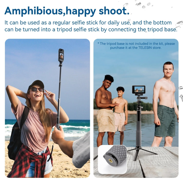 TELESIN WSS-001 65.4cm Aluminum Alloy Waterproof Ball Head Selfie Stick Diving Shooting Sports Camera Extension Stick - Extendable Pole by TELESIN | Online Shopping South Africa | PMC Jewellery | Buy Now Pay Later Mobicred