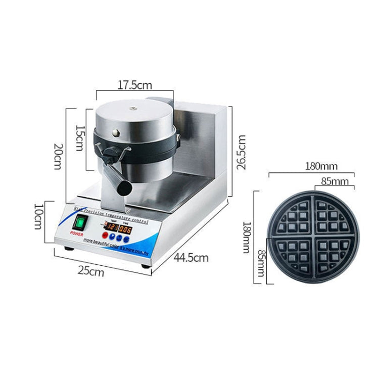 1200W  Commercial Waffle Maker Stainless Steel Rotatable Waffle Machine UK Plug - free shipping - PMC TechLife - Order now!