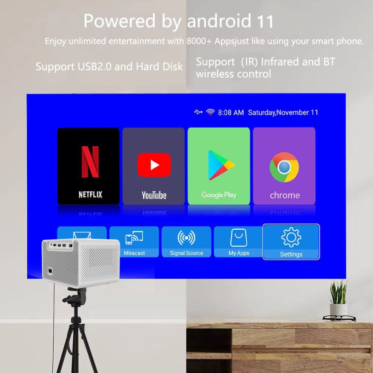 M10 Plus 1280x720P Projector 2.4G / 5G WIFI Bluetooth 5.2 Android 11 System Home Cinema AU Plug - Mini Projector by PMC Jewellery | Online Shopping South Africa | PMC Jewellery | Buy Now Pay Later Mobicred