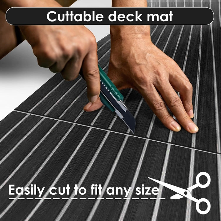 240x90x0.6cm Black White Yacht Imitation Teak Anti-Slip Deck EVA Mat - Floor Mats by PMC Jewellery | Online Shopping South Africa | PMC Jewellery | Buy Now Pay Later Mobicred