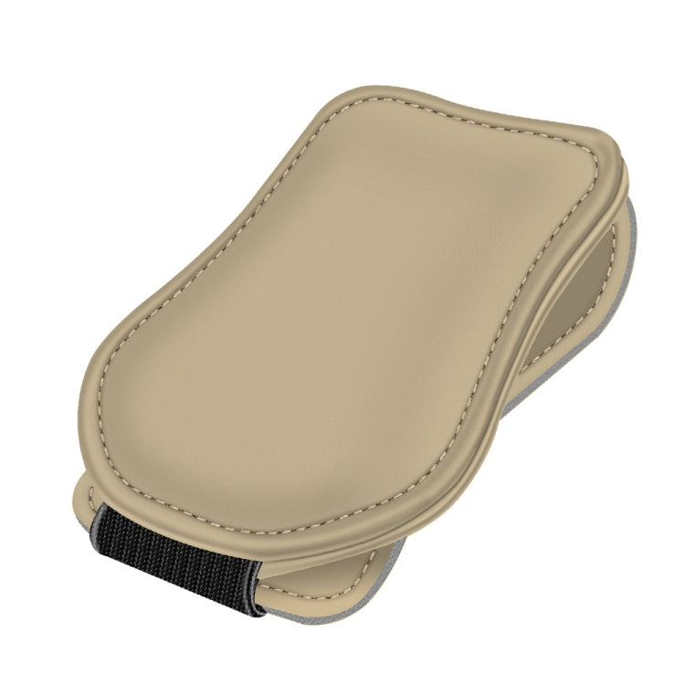 Car Eyeglasses Clip Car Leather Magnetic Closure Sunglasses Storage Bag(Beige) - Sunglasses & Glasses Clips by PMC Jewellery | Online Shopping South Africa | PMC Jewellery | Buy Now Pay Later Mobicred