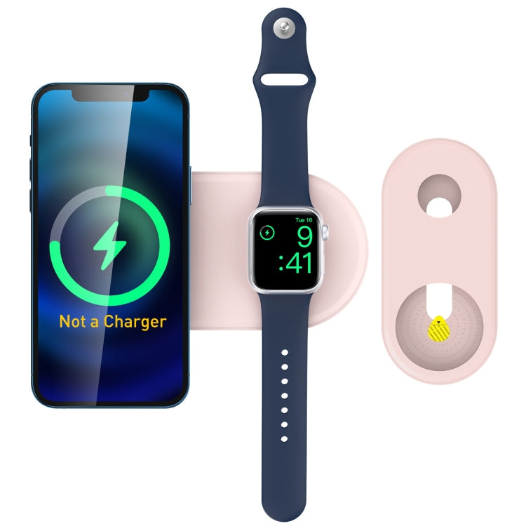 For Apple Watch / iPhone AhaStyle PT135 2 In 1 Silicone Wireless Charging Base(Pink) - Charger / Holder by AhaStyle | Online Shopping South Africa | PMC Jewellery | Buy Now Pay Later Mobicred