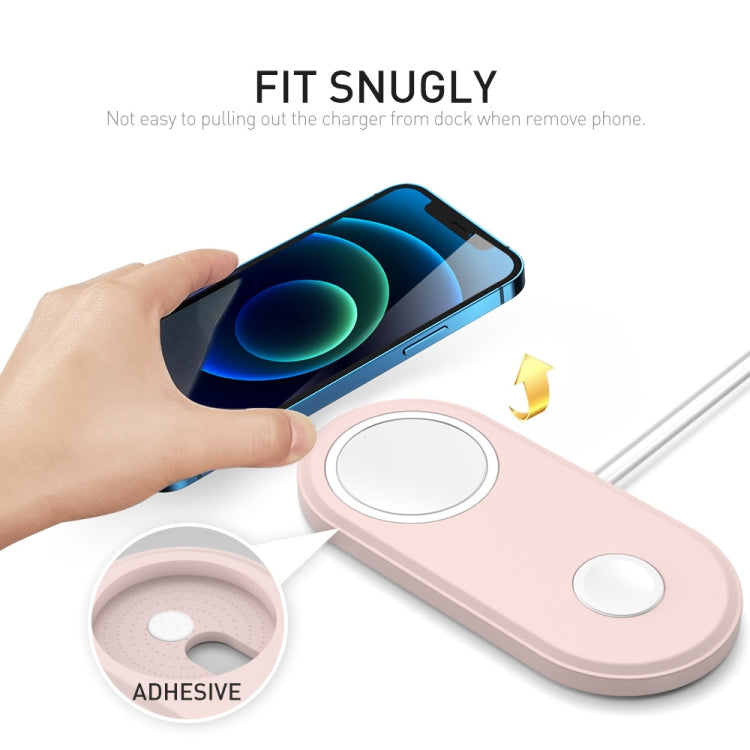 For Apple Watch / iPhone AhaStyle PT135 2 In 1 Silicone Wireless Charging Base(Midnight Blue) - Charger / Holder by AhaStyle | Online Shopping South Africa | PMC Jewellery | Buy Now Pay Later Mobicred