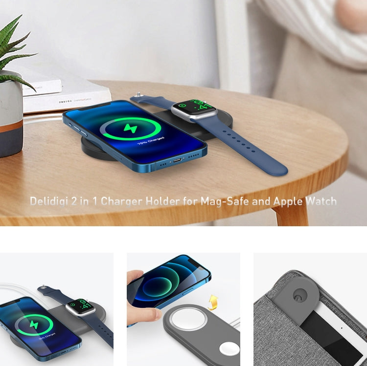 For Apple Watch / iPhone AhaStyle PT135 2 In 1 Silicone Wireless Charging Base(Midnight Blue) - Charger / Holder by AhaStyle | Online Shopping South Africa | PMC Jewellery | Buy Now Pay Later Mobicred