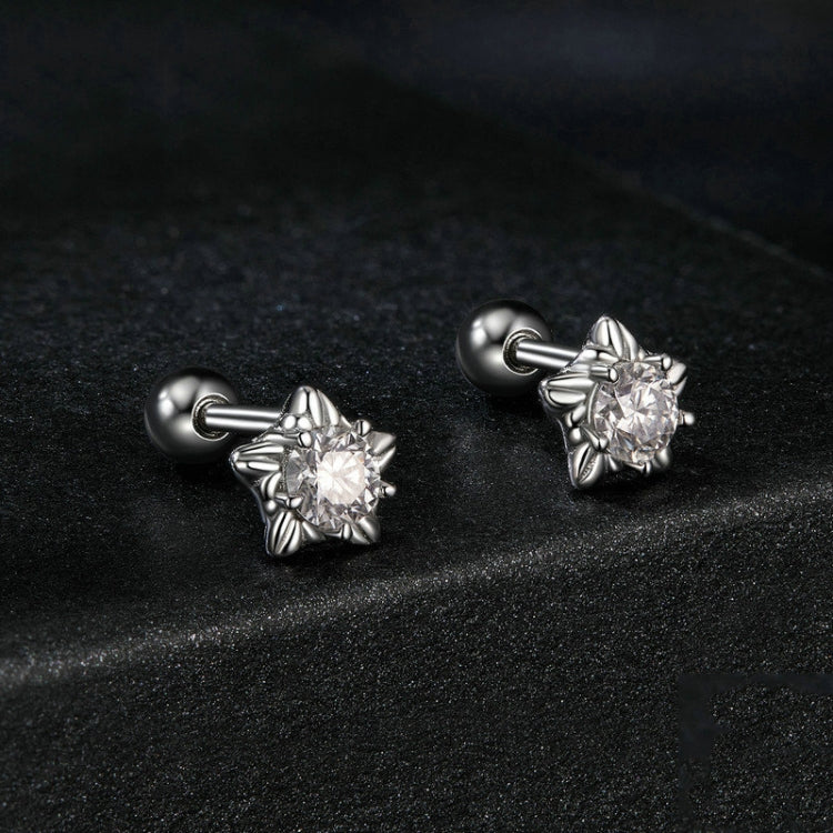 S925 Sterling Silver Moissanite Star Thread Earrings(MSE051) - Stud Earrings & Earrings by PMC Jewellery | Online Shopping South Africa | PMC Jewellery | Buy Now Pay Later Mobicred