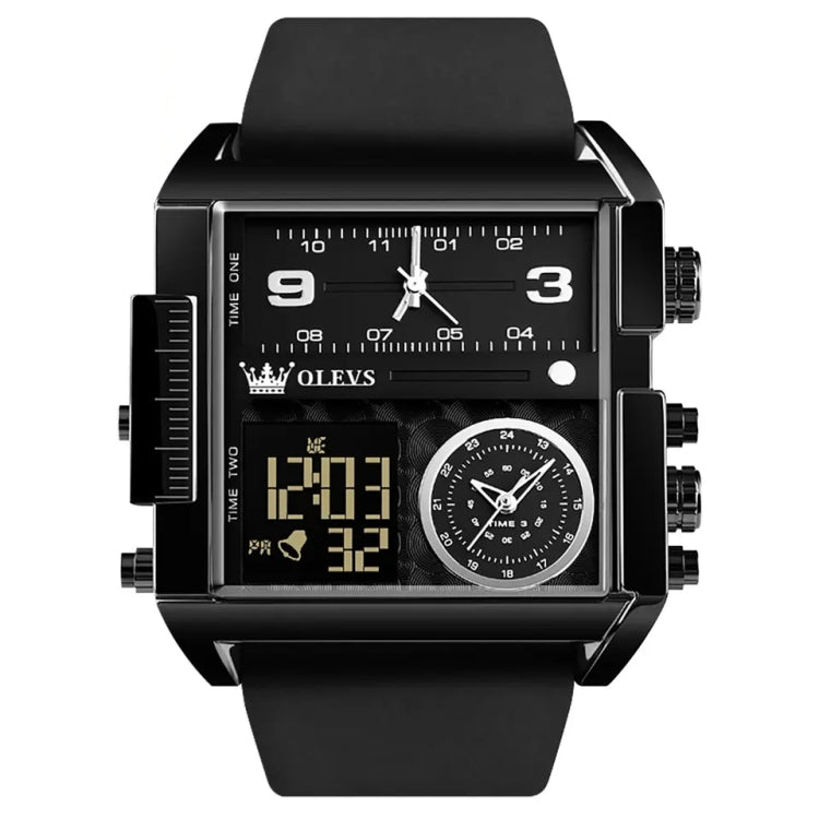 OLEVS 1101 Sports Multi-Function Square Men Quartz Electronic Watch(Black) - Leather Strap Watches by OLEVS | Online Shopping South Africa | PMC Jewellery | Buy Now Pay Later Mobicred