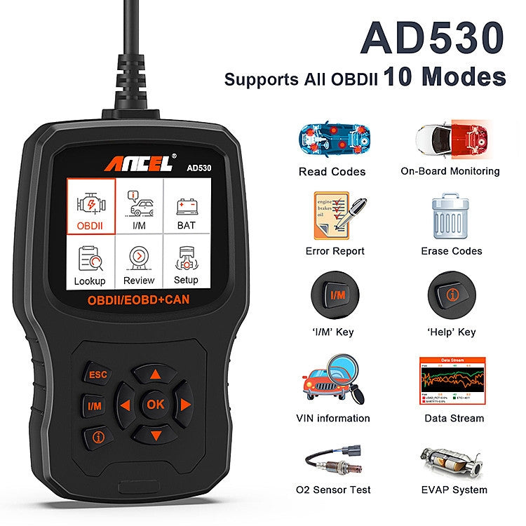 ANCEL AD530 2.8-Inch Screen OBD2 Car Engine Tester Car Battery Test Tool - Electronic Test by ANCEL | Online Shopping South Africa | PMC Jewellery | Buy Now Pay Later Mobicred