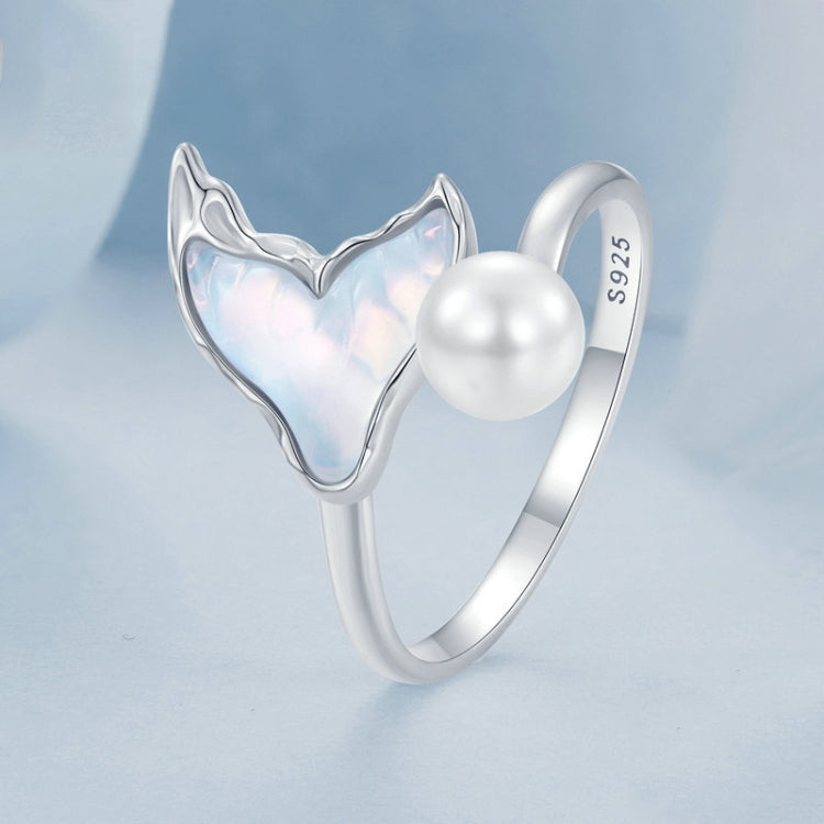 S925 Sterling Silver Ocean Style Fantasy Fishtail Open Adjustable Ring(BSR544-E) - Rings by PMC Jewellery | Online Shopping South Africa | PMC Jewellery | Buy Now Pay Later Mobicred