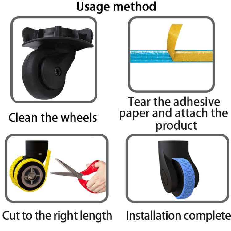 4pcs/ Set Cuttable Trolley Caster Cases Universal Wheel Silent Noise Reducing Silicone Protective Covers(Black) - Accessories by PMC TechLife | Online Shopping South Africa | PMC TechLife | Buy Now Pay Later Mobicred