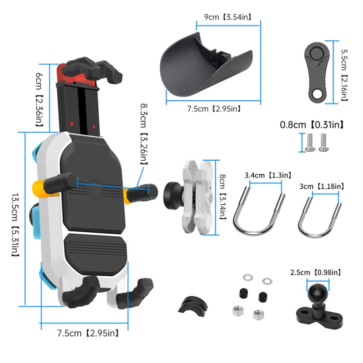 Colorful Motorcycle Shock-absorbing Navigation Mobile Phone Holder(Handlebar Model) - Holder by PMC Jewellery | Online Shopping South Africa | PMC Jewellery | Buy Now Pay Later Mobicred