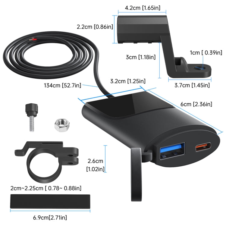 Motorcycle PD+USB Fast Charging Mobile Phone Charger Rearview Mirror Extension Bracket - Battery Charger by PMC Jewellery | Online Shopping South Africa | PMC Jewellery | Buy Now Pay Later Mobicred