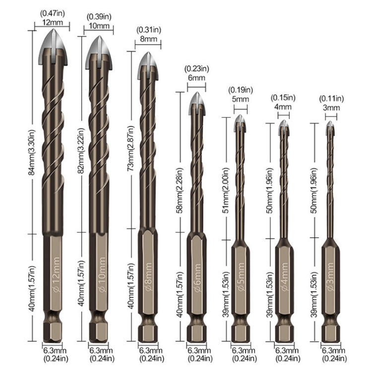 5mm Hexagonal Shank Spiral Flute Cross Alloy Drill Bits Glass Tile Four Edge Drivers - Drill & Drill Bits by PMC Jewellery | Online Shopping South Africa | PMC Jewellery | Buy Now Pay Later Mobicred