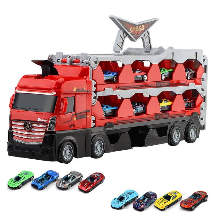 Children Transformable Ejector Truck Toys Foldable Storage Model Alloy Vehicle, Model: With 8 Cars - Model Toys by PMC Jewellery | Online Shopping South Africa | PMC Jewellery | Buy Now Pay Later Mobicred