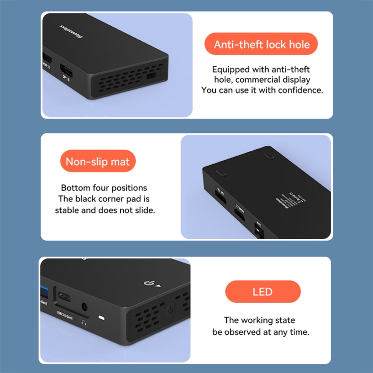 Blueendless 12-In-1 HD Multifunctional Docking Station 10Gbps Splitter With Switch(Dual 8K HDMI+DP) - USB HUB by Blueendless | Online Shopping South Africa | PMC Jewellery | Buy Now Pay Later Mobicred