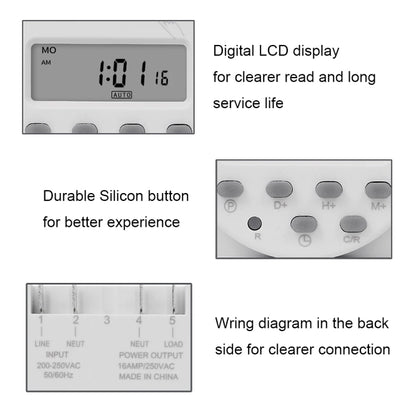 SINOTIMER  CN101A  5V  16A Digital LCD Timer Switch Programmable Timer Controller - Switch by SINOTIMER | Online Shopping South Africa | PMC Jewellery | Buy Now Pay Later Mobicred