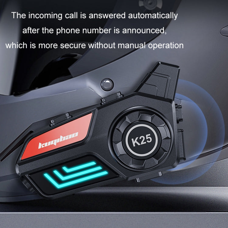 KUQIBAO Motorcycle Helmet Waterproof Bluetooth Headset With Light(Hard Microphone) - Motorcycle Walkie Talkie by KUQIBAO | Online Shopping South Africa | PMC Jewellery | Buy Now Pay Later Mobicred