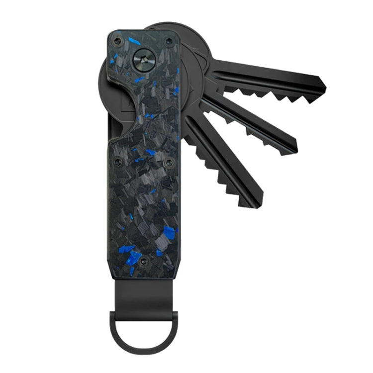 Compact Key Organizer Metal Key Chain Can Hold 2-6 Keys Blue Forged Carbon - Key Rings by PMC Jewellery | Online Shopping South Africa | PMC Jewellery | Buy Now Pay Later Mobicred