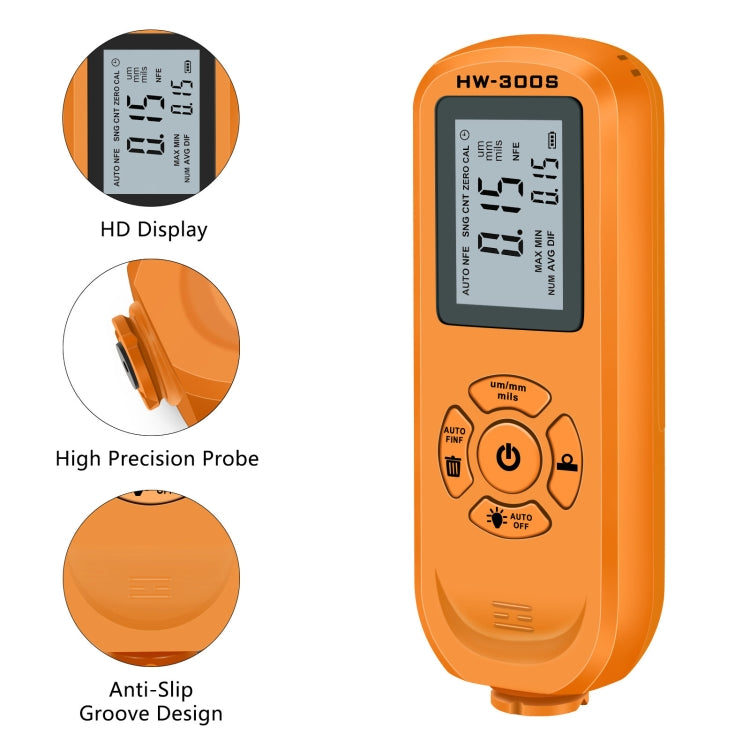 HW-300S High Precision Coating Thickness Gauge Anti-skid Paint Film Gauge(Black Horizontal Screen) - Coating Thickness Gauge by PMC Jewellery | Online Shopping South Africa | PMC Jewellery | Buy Now Pay Later Mobicred