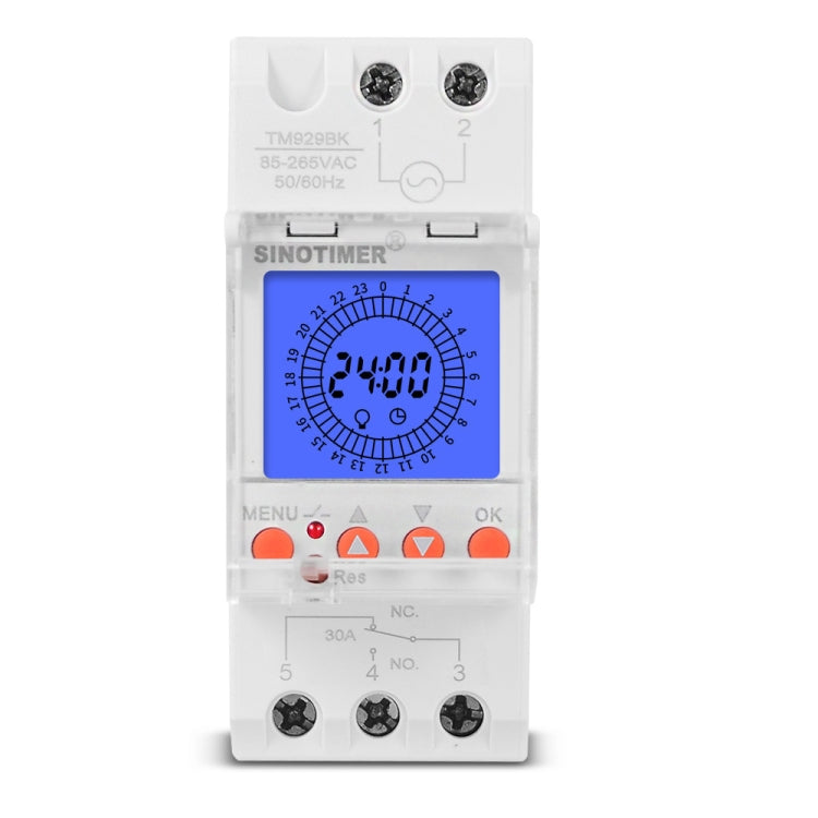 SINOTIMER  TM929BKL 85-265V 30A 24hrs Digital Analogue Din Module Time Switch With Backlight - free shipping - PMC TechLife - Order now!