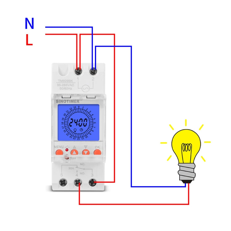SINOTIMER  TM929BKL 85-265V 30A 24hrs Digital Analogue Din Module Time Switch With Backlight - free shipping - PMC TechLife - Order now!