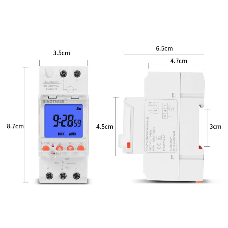 SINOTIMER TM928SBKL 85-265V 30A  1 Second to 168 Hours Programmable Electronic Time Switch - free shipping - PMC TechLife - Order now!