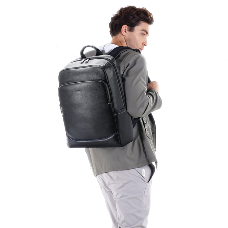 Bopai 61-121671A Top-Layer Cowhide Large-Capacity Casual Business Laptop Backpack(Black) - Backpack by Bopai | Online Shopping South Africa | PMC Jewellery | Buy Now Pay Later Mobicred