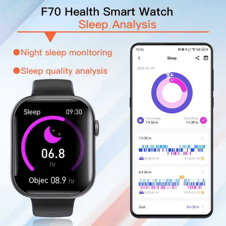 F70  2.1 Inch Screen Smart Watch With Blood Sugar/Blood Oxygen Monitoring /SOS Alarm/100+ Sports Modes, Color: Black Silicone - Smart Watches by PMC Jewellery | Online Shopping South Africa | PMC Jewellery | Buy Now Pay Later Mobicred