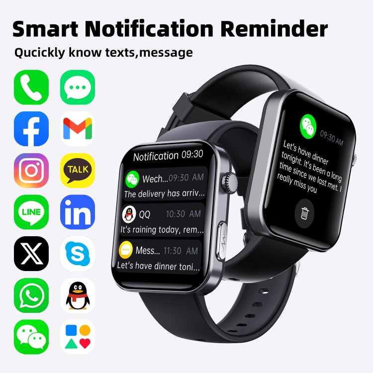 F300  2.1-Inch Screen Smart Watch Supports Bluetooth Calls/ECG/Blood Composition Analysis/50+ Sports Modes, Color: Black Silicone - Smart Watches by PMC Jewellery | Online Shopping South Africa | PMC Jewellery | Buy Now Pay Later Mobicred