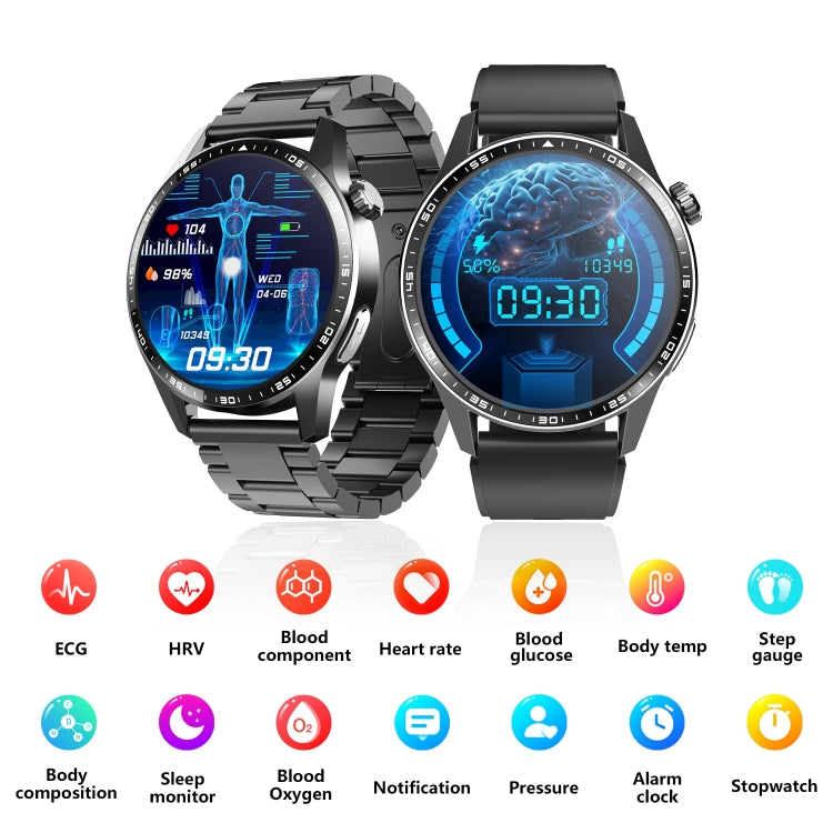 F400  1.55 Inch Screen Smart Watch Support ECG/ Blood Oxygen / Blood Sugar / 150+ Sports Mode, Color: Black Silicone - Smart Watches by PMC Jewellery | Online Shopping South Africa | PMC Jewellery | Buy Now Pay Later Mobicred