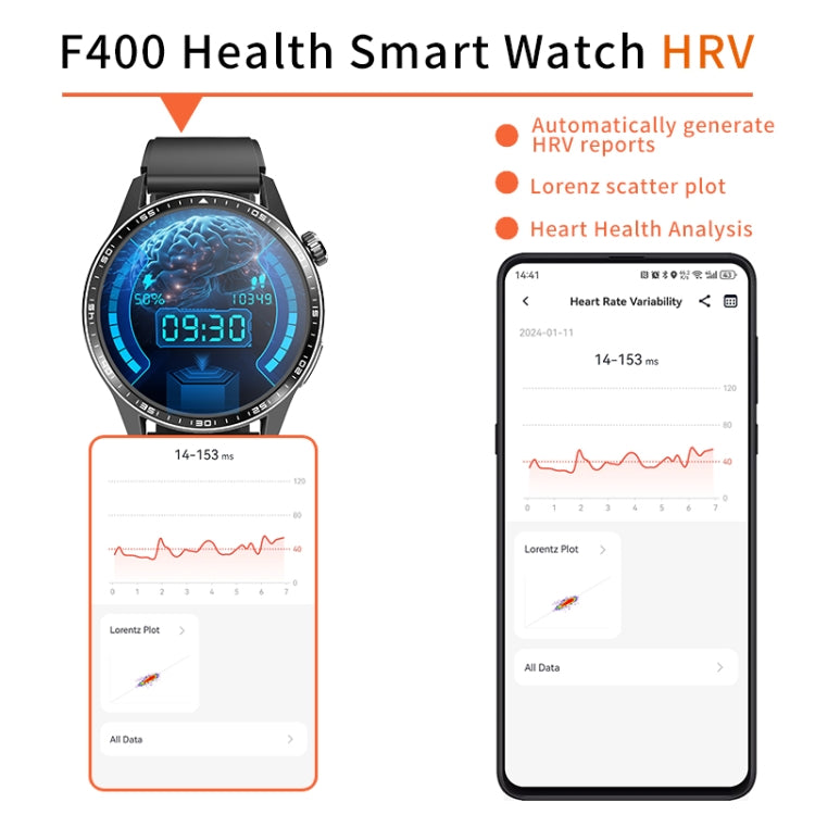 F400  1.55 Inch Screen Smart Watch Support ECG/ Blood Oxygen / Blood Sugar / 150+ Sports Mode, Color: Black Silicone - Smart Watches by PMC Jewellery | Online Shopping South Africa | PMC Jewellery | Buy Now Pay Later Mobicred