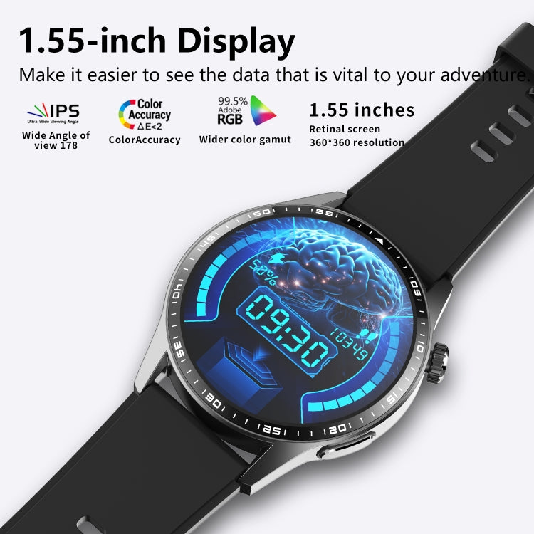 F400  1.55 Inch Screen Smart Watch Support ECG/ Blood Oxygen / Blood Sugar / 150+ Sports Mode, Color: Black Silicone - Smart Watches by PMC Jewellery | Online Shopping South Africa | PMC Jewellery | Buy Now Pay Later Mobicred