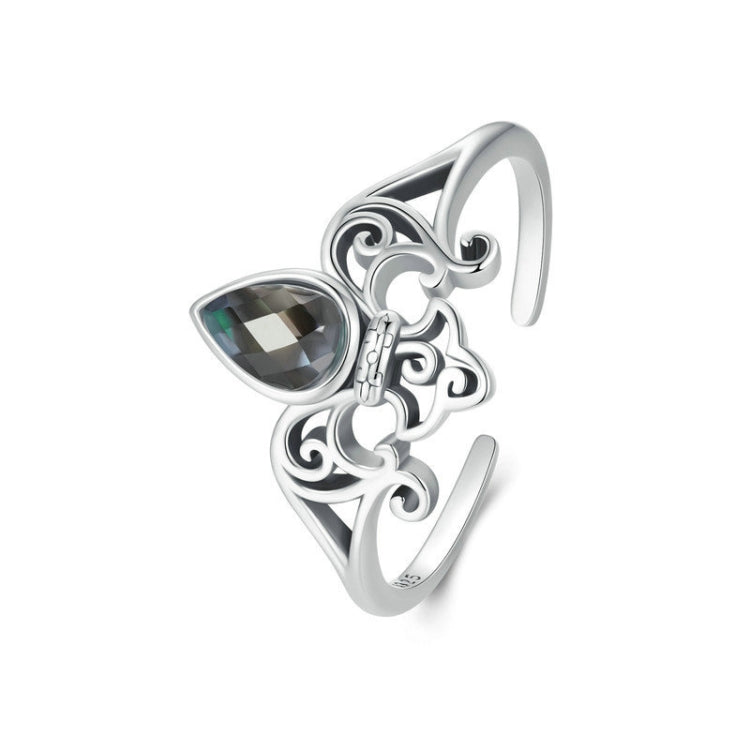 S925 Sterling Silver Vintage Iris Open Adjustable Ring(SCR1016-E) - Rings by PMC Jewellery | Online Shopping South Africa | PMC Jewellery | Buy Now Pay Later Mobicred