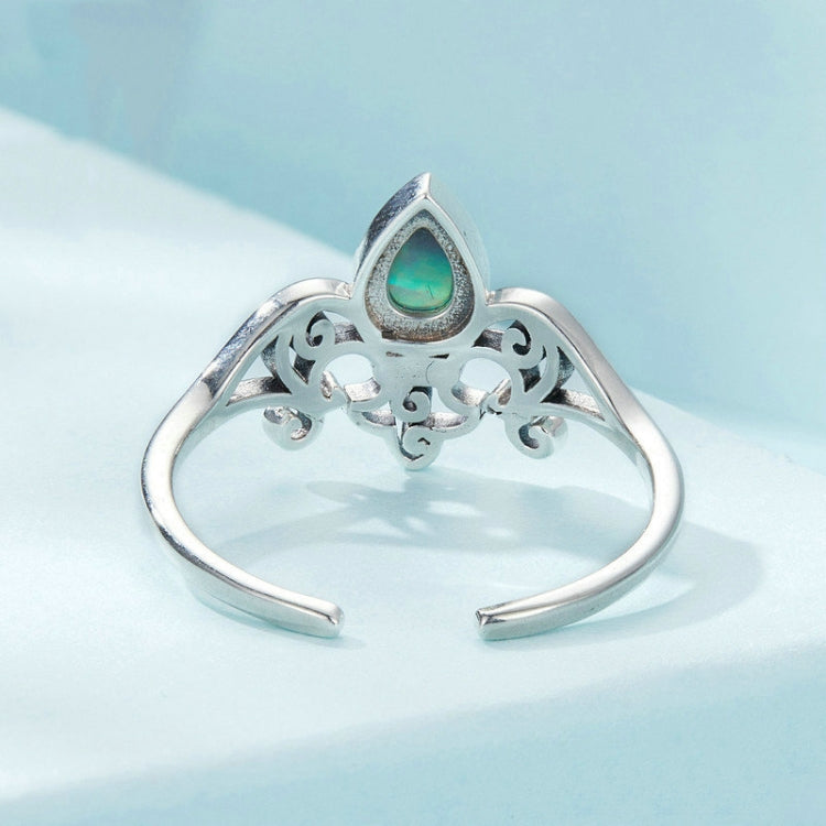 S925 Sterling Silver Vintage Iris Open Adjustable Ring(SCR1016-E) - Rings by PMC Jewellery | Online Shopping South Africa | PMC Jewellery | Buy Now Pay Later Mobicred