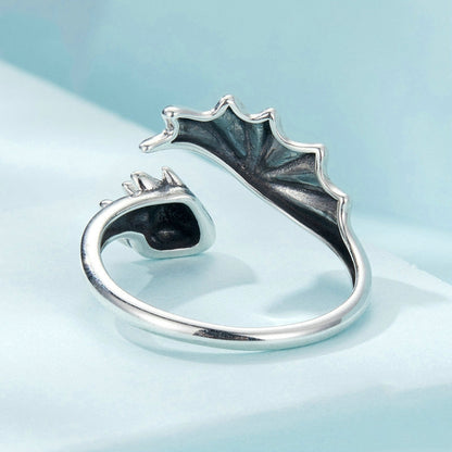 S925 Sterling Silver Flying Dragon Open Adjustable Ring(SCR1017-E) - Rings by PMC Jewellery | Online Shopping South Africa | PMC Jewellery | Buy Now Pay Later Mobicred