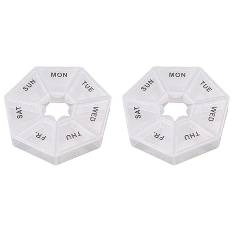 2pcs Portable Transparent Moisture-Proof Weekly 7-grids Pill Storage Box(White) - free shipping - PMC TechLife - Order now!