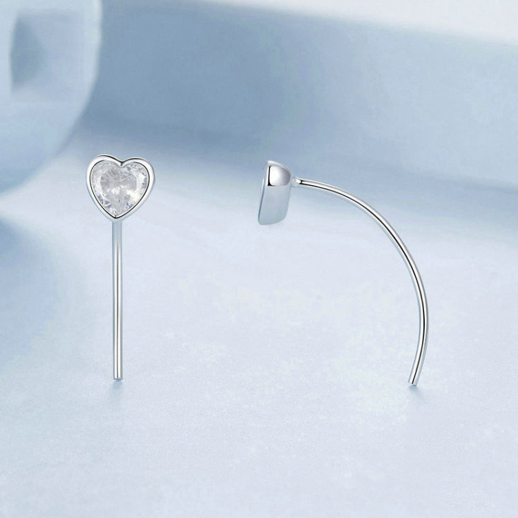 S925 Sterling Silver Playful Heart Zircon Earrings(BSE1003) - Stud Earrings & Earrings by PMC Jewellery | Online Shopping South Africa | PMC Jewellery | Buy Now Pay Later Mobicred