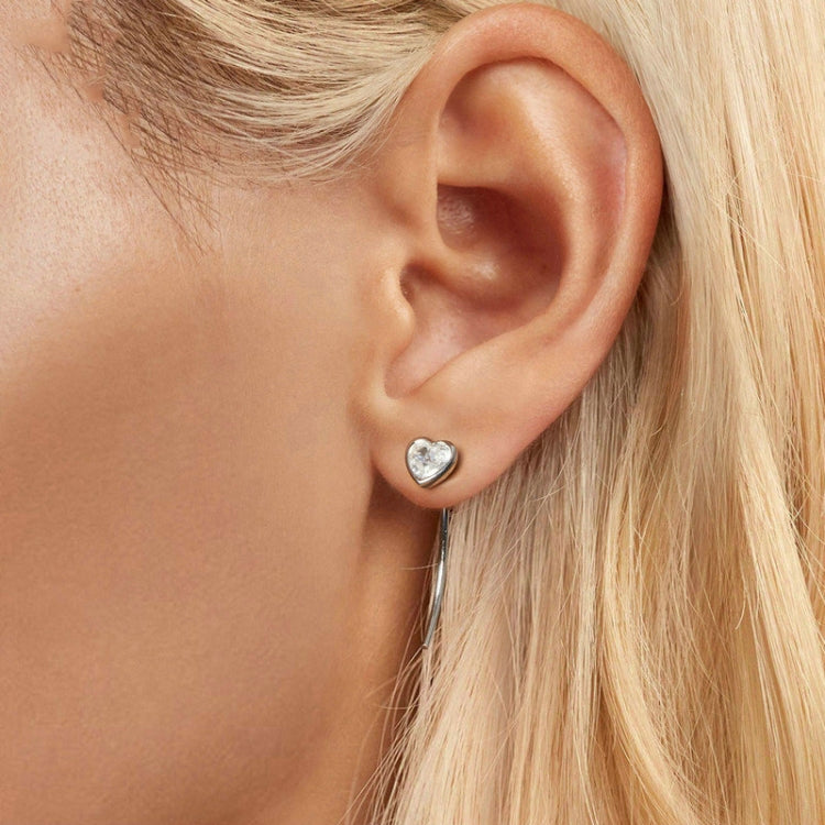 S925 Sterling Silver Playful Heart Zircon Earrings(BSE1003) - Stud Earrings & Earrings by PMC Jewellery | Online Shopping South Africa | PMC Jewellery | Buy Now Pay Later Mobicred