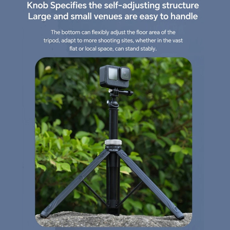 TELESIN 360 Degree Rotation 1.5m Selfie Stick Foldable Tripod For GoPro Hero / Insta360 /  DJI Osmo Action(Black) - Portable Mini Tripod by TELESIN | Online Shopping South Africa | PMC TechLife | Buy Now Pay Later Mobicred
