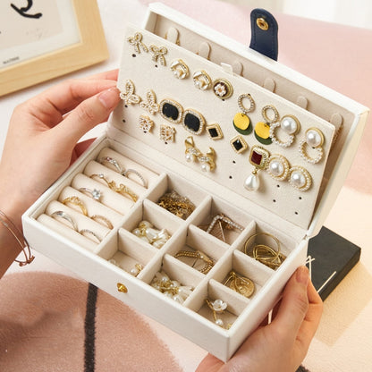 Portable Travel Jewelry Box Earrings Necklace Ring Storage Case(White) - Jewelry Storages by PMC Jewellery | Online Shopping South Africa | PMC Jewellery | Buy Now Pay Later Mobicred