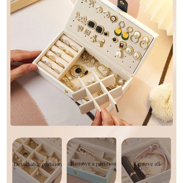 Portable Travel Jewelry Box Earrings Necklace Ring Storage Case(White) - Jewelry Storages by PMC Jewellery | Online Shopping South Africa | PMC Jewellery | Buy Now Pay Later Mobicred