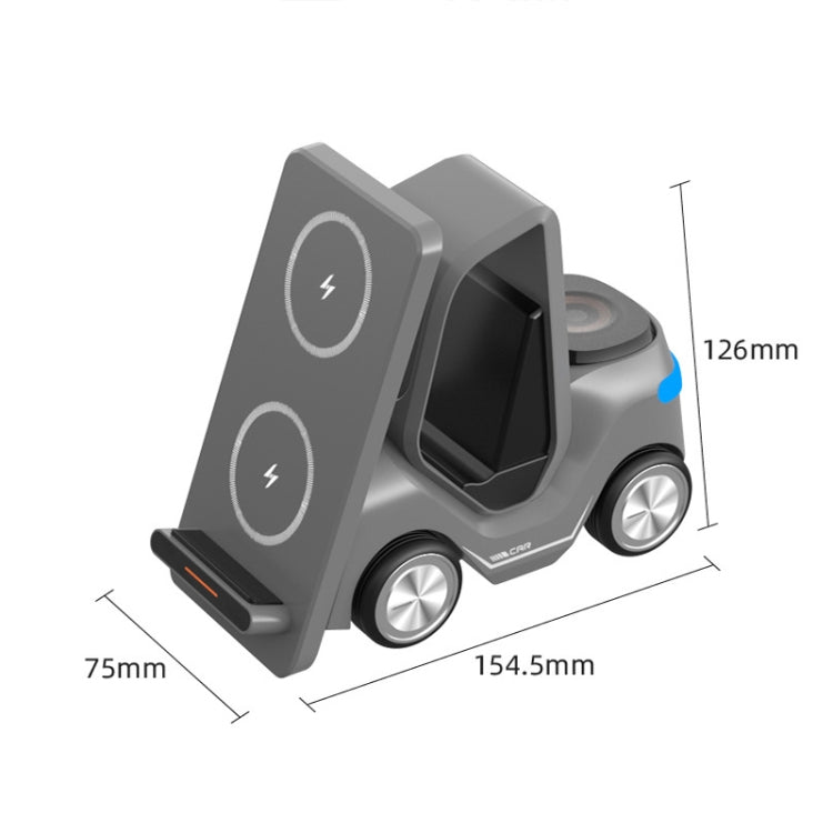 T20S 3-In-1 15W Small Forklift-Shaped Desktop Wireless Charger With LED Atmosphere Light(White) - Wireless Charger by PMC Jewellery | Online Shopping South Africa | PMC Jewellery | Buy Now Pay Later Mobicred