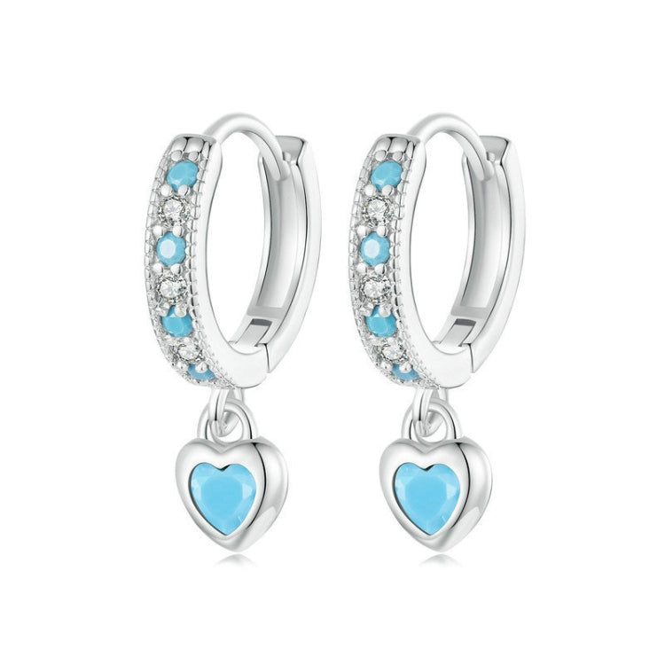 S925 White-plated Retro Heart-shaped Blue Turquoise Earrings(SCE1738) - Stud Earrings & Earrings by PMC Jewellery | Online Shopping South Africa | PMC Jewellery | Buy Now Pay Later Mobicred