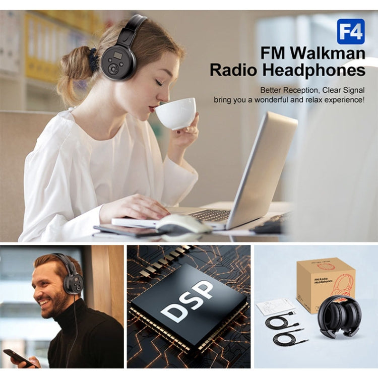 F4 Digital Display Automatic Scanning Foldable FM Radio Headphone, Spec: Charging Version - Radio Player by PMC Jewellery | Online Shopping South Africa | PMC Jewellery | Buy Now Pay Later Mobicred