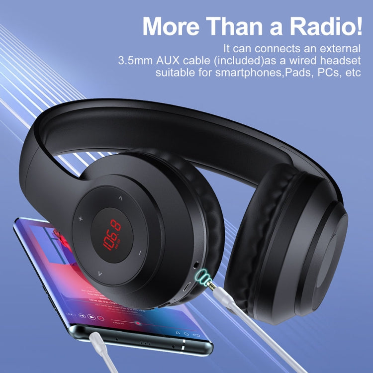 X5 Portable Digital Display Folding Headset FM Radio Headphones, Color: Charging White - Radio Player by PMC Jewellery | Online Shopping South Africa | PMC Jewellery | Buy Now Pay Later Mobicred