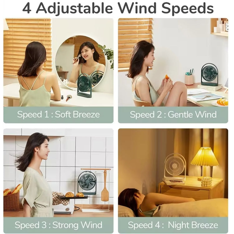 JisuLife FA19 4000mAh Wireless Rechargeable Desktop Mini Fan Silent Portable Fan(Green) - Electric Fans by PMC Jewellery | Online Shopping South Africa | PMC Jewellery | Buy Now Pay Later Mobicred