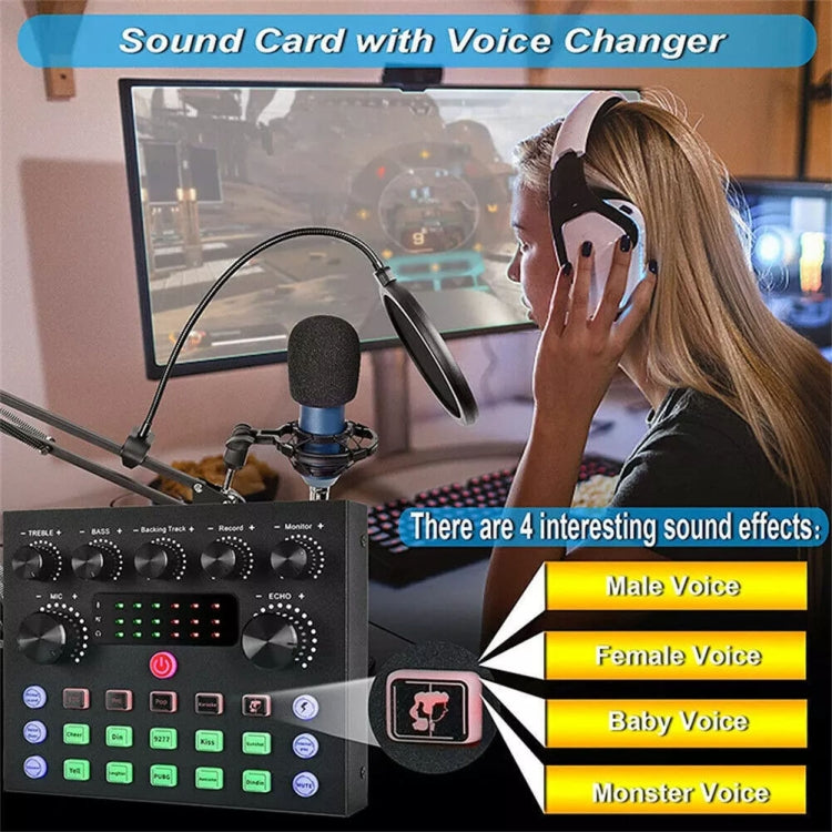 V8S Audio Mixer Live Voice Changer External Sound Card, Color: Gold Triangle Set - Live Sound Effects Processors by PMC Jewellery | Online Shopping South Africa | PMC Jewellery | Buy Now Pay Later Mobicred