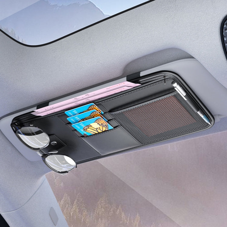 Car Sun Visor Card Glasses Holder Zipper Storage Bag(Black) - Sunglasses & Glasses Clips by PMC Jewellery | Online Shopping South Africa | PMC Jewellery | Buy Now Pay Later Mobicred