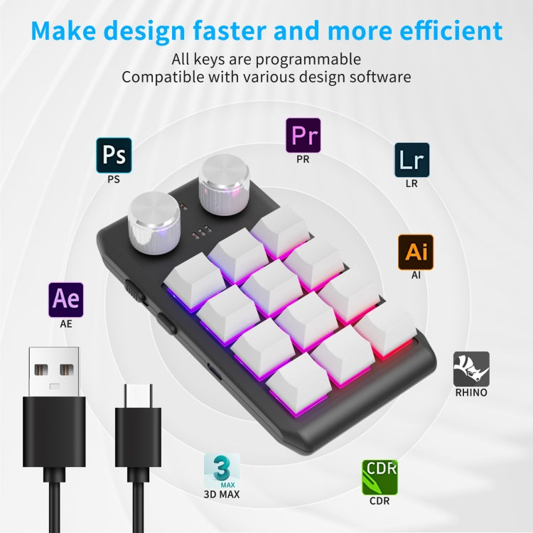 12 Keys Wired With RGB Lights Customized Office Keyboard Shortcut Keys Computer Audio Volume Control(White) - Mini Keyboard by PMC Jewellery | Online Shopping South Africa | PMC Jewellery | Buy Now Pay Later Mobicred