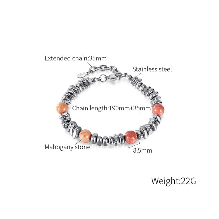 OPK GS1547 Titanium Steel Chain Wooden Stone Bracelet - Bracelets by OPK | Online Shopping South Africa | PMC Jewellery | Buy Now Pay Later Mobicred