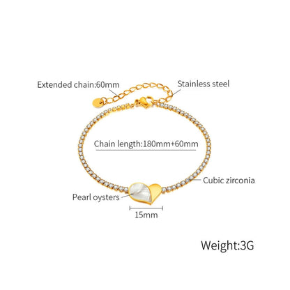 OPK GS1549 Stainless Steel With Diamonds Bracelet Love Heart Shell Hand Jewelry, Color: Gold - Bracelets by OPK | Online Shopping South Africa | PMC Jewellery | Buy Now Pay Later Mobicred